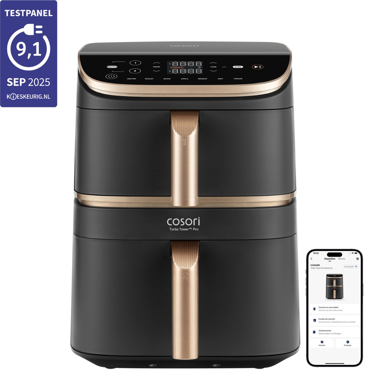 Cosori Turbo Tower Pro Heteluchtfriteuse Zwart