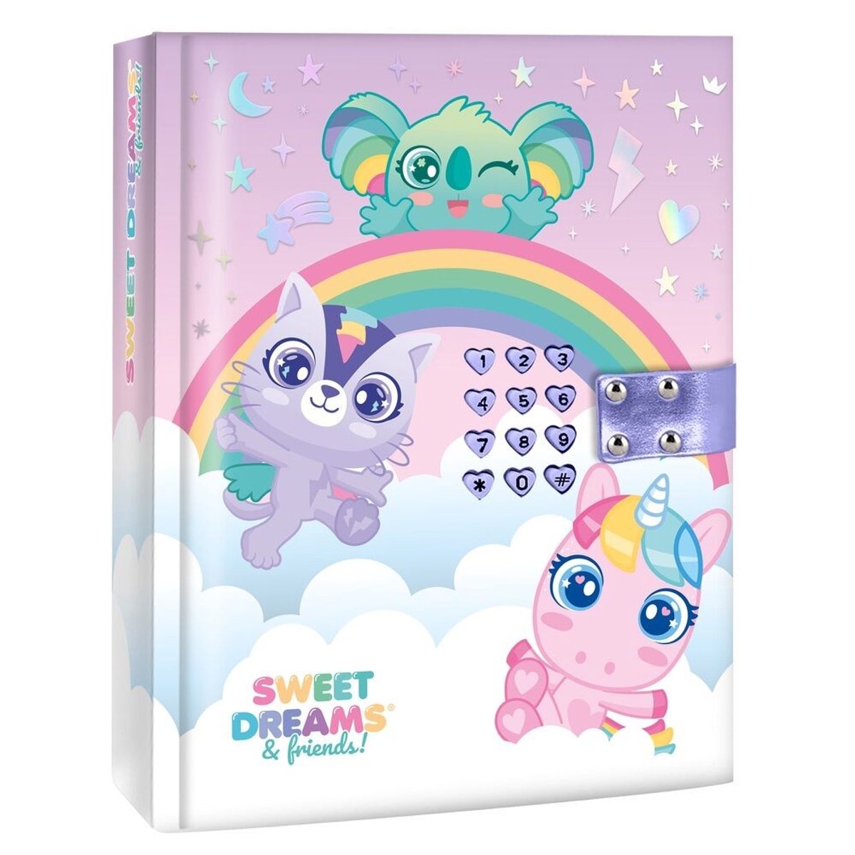 Sweet Dream Geheim Dagboek met Geluid en digitaal codeslot voor kinderen - Eenhoorn, Koala, Kat - Paars - 14 x 18 CM