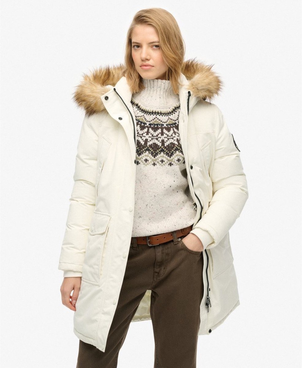 Superdry Everest parka van imitatiebont Dames Gewatteerde jassen Creme