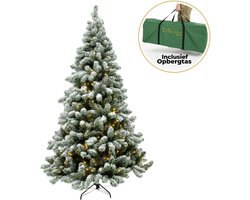 Ozocozy Kunstkerstboom - Kerstboom - 150 cm - Kunstkerstboom met LED-verlichting - Kerstboom met verlichting - 240 LED lampjes - 580 Takken - Met sneeuw - Frosted - Kerst - Inclusief opbergtas