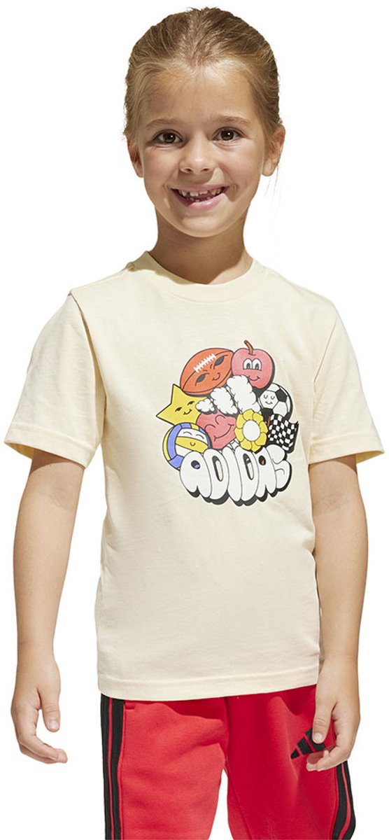 Adidas Fun Graphic T-shirt Met Korte Mouwen 4-5 Years Kinderen Warm Vanilla