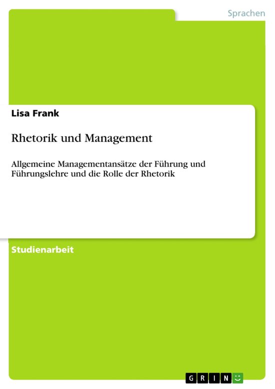 Rhetorik Und Management - cover