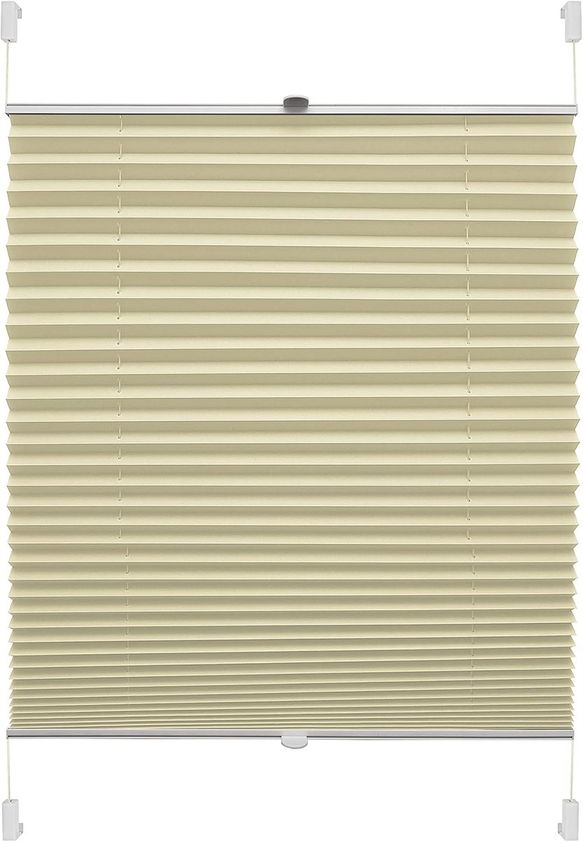 YOURSOL EASYFIX plisségordijn Verona 105 x 150 cm in beige, plisségordijn zonder boren met twee bedieningsrails