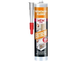 MEM Montagelijm Extreme, Pasta-achtige dispersielijm, Hoge aanvangshechting en eindsterkte, Voor diverse ondergronden, Oplosmiddelvrij, 380 g patroon, Wit