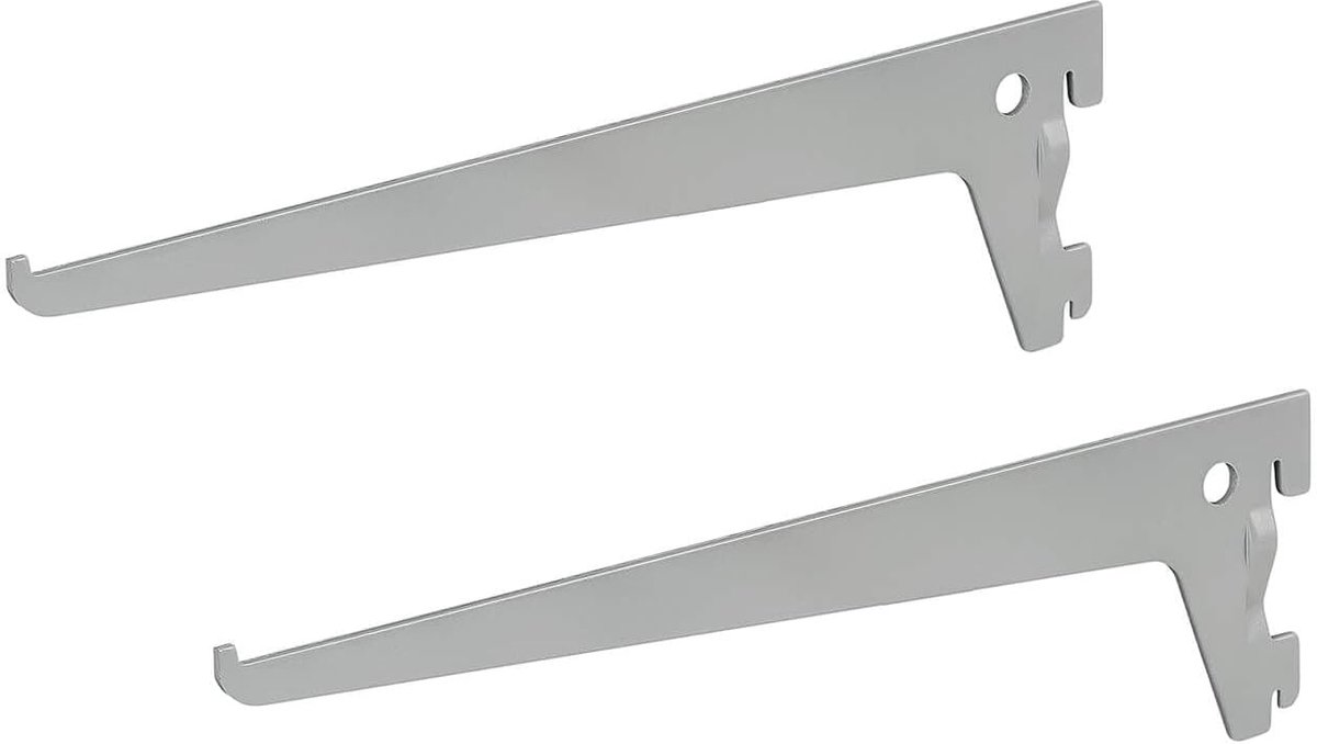 2 x siwitec enkelgatsdragers 150 x 50 mm in aluminium wit, plankdrager voor een plankrailsysteem
