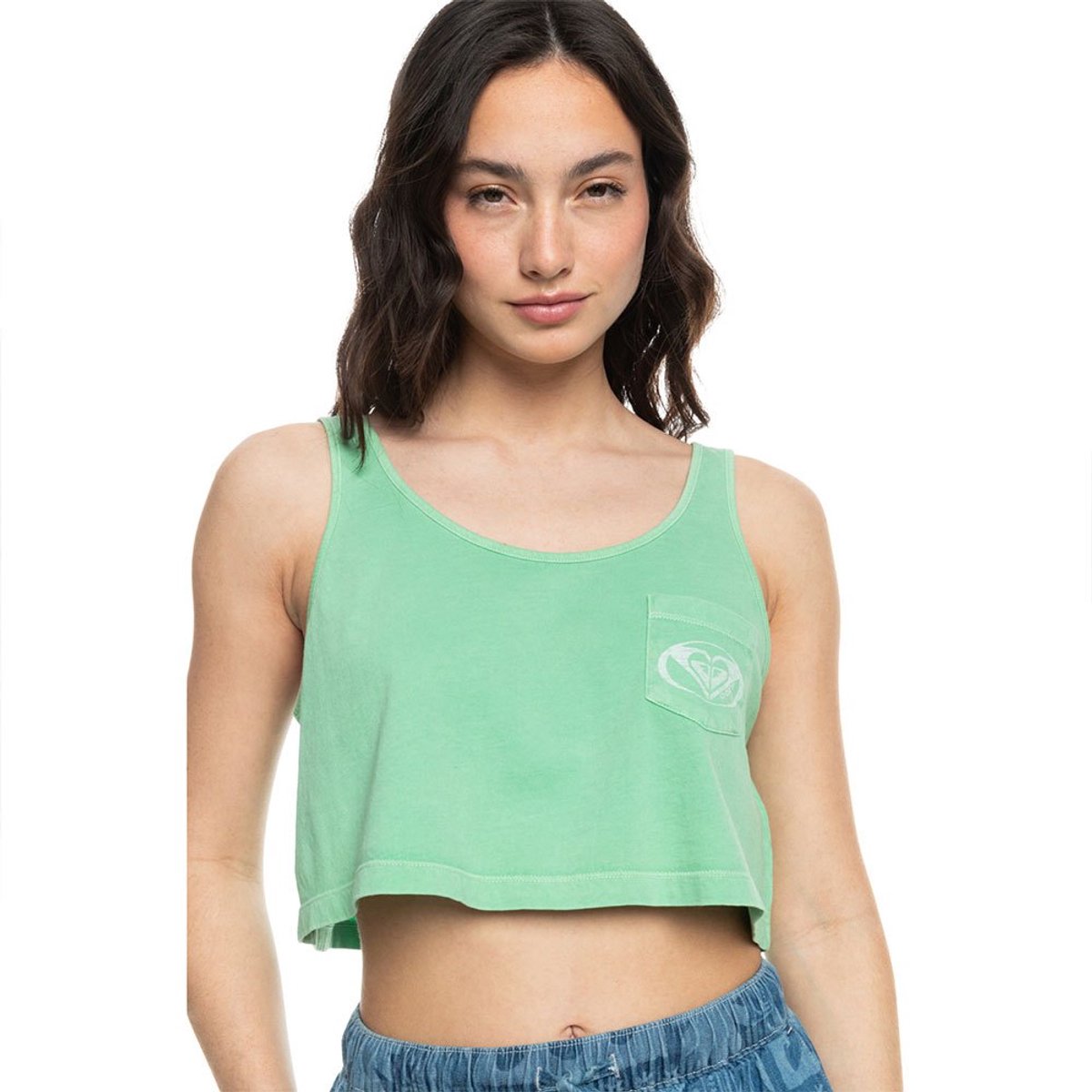 Roxy Crop Summer B Mouwloos T-shirt Vrouw Groen