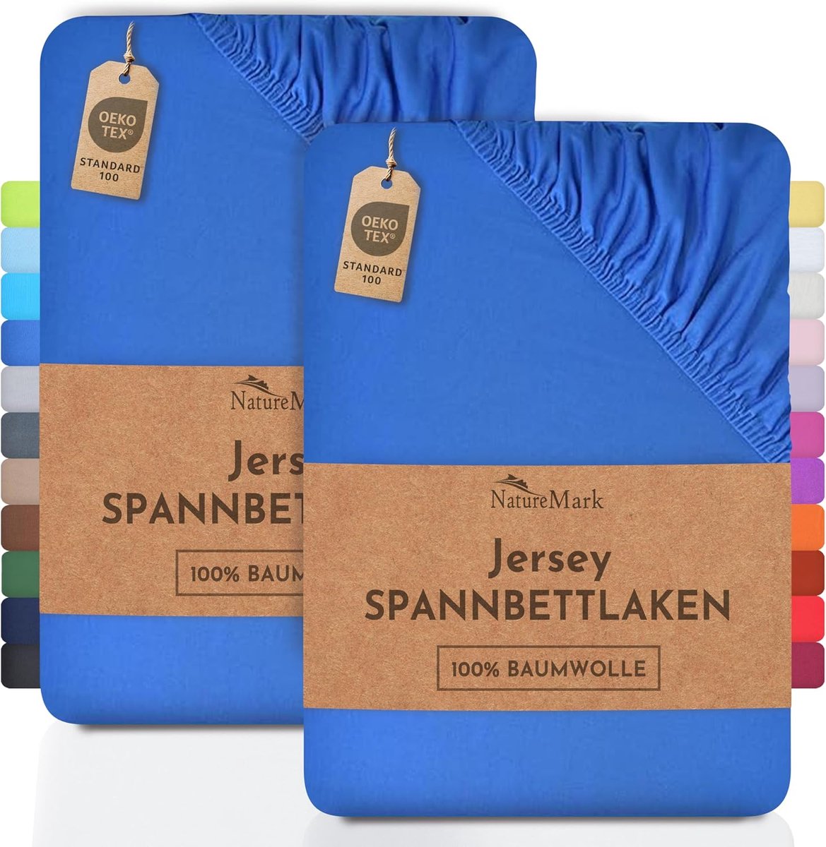 Image of 2-Pack Kinderhoezen van Jersey - 100% Katoen, Geschikt voor Maten 70x140 cm - Koningsblauw