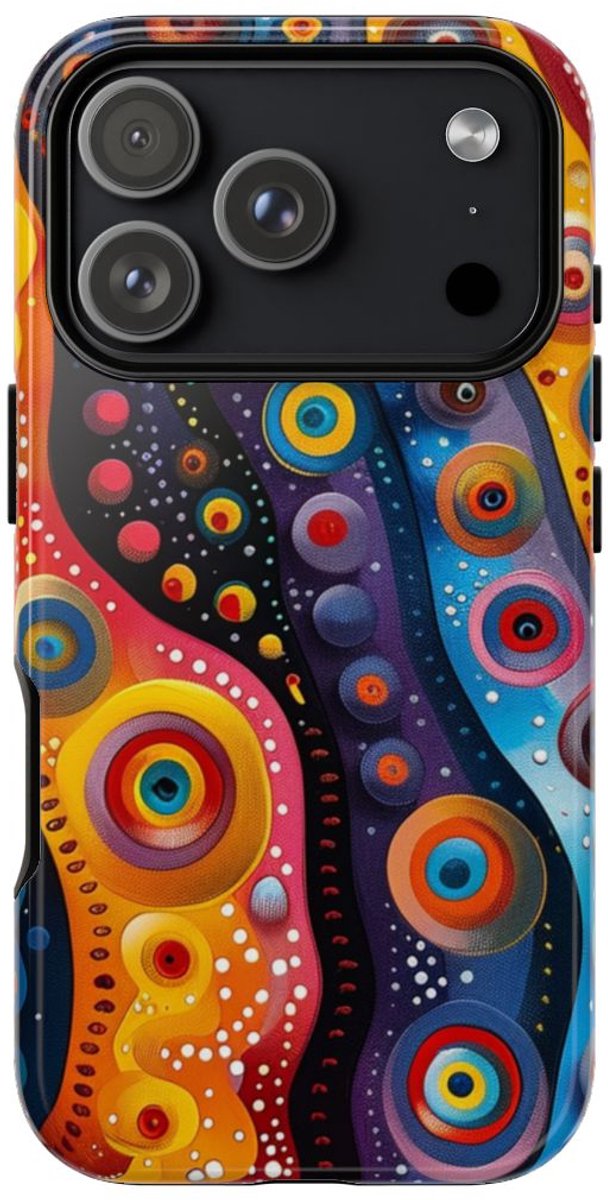 Kleurrijk Abstract Cirkelpatroon – Telefoonhoesje Geschikt voor iPhone 17 Pro