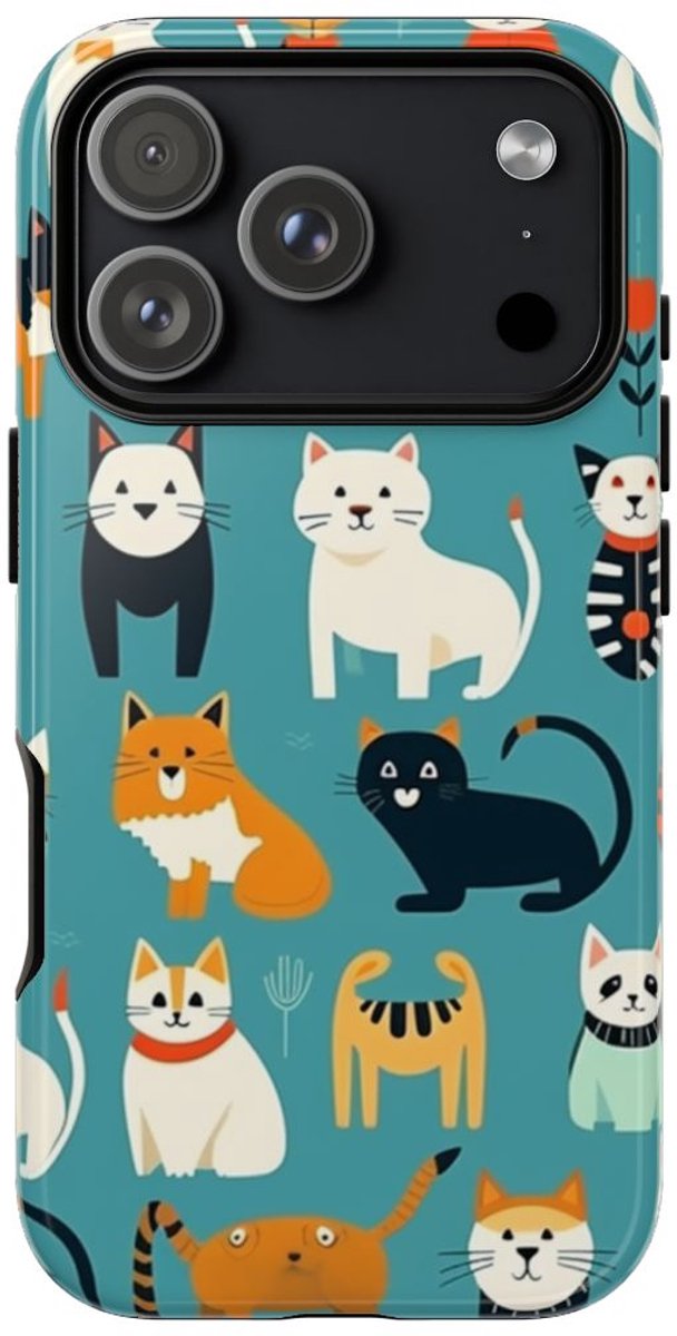 Vrolijk Kattenpatroon – Telefoonhoesje Geschikt voor iPhone 17 Pro
