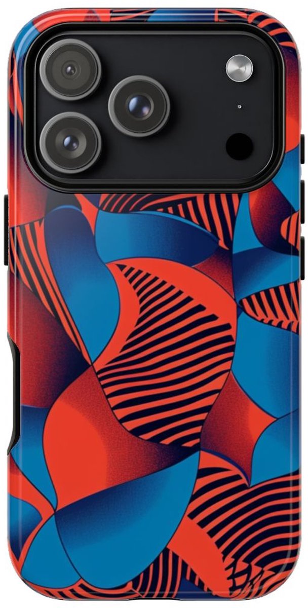 Levendig Rood-Blauw Abstract Patroon – Telefoonhoesje Geschikt voor iPhone 17 Pro