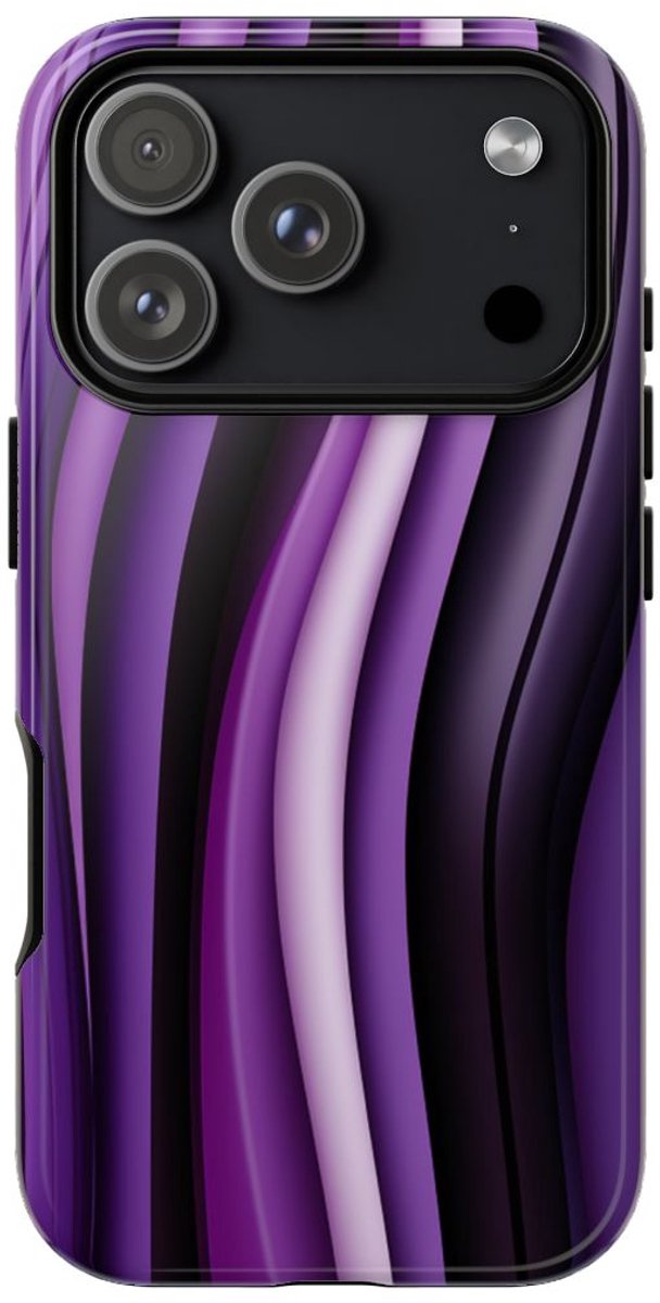 Paarse Golvende Strepen Abstract Ontwerp – Telefoonhoesje Geschikt voor iPhone 17 Pro