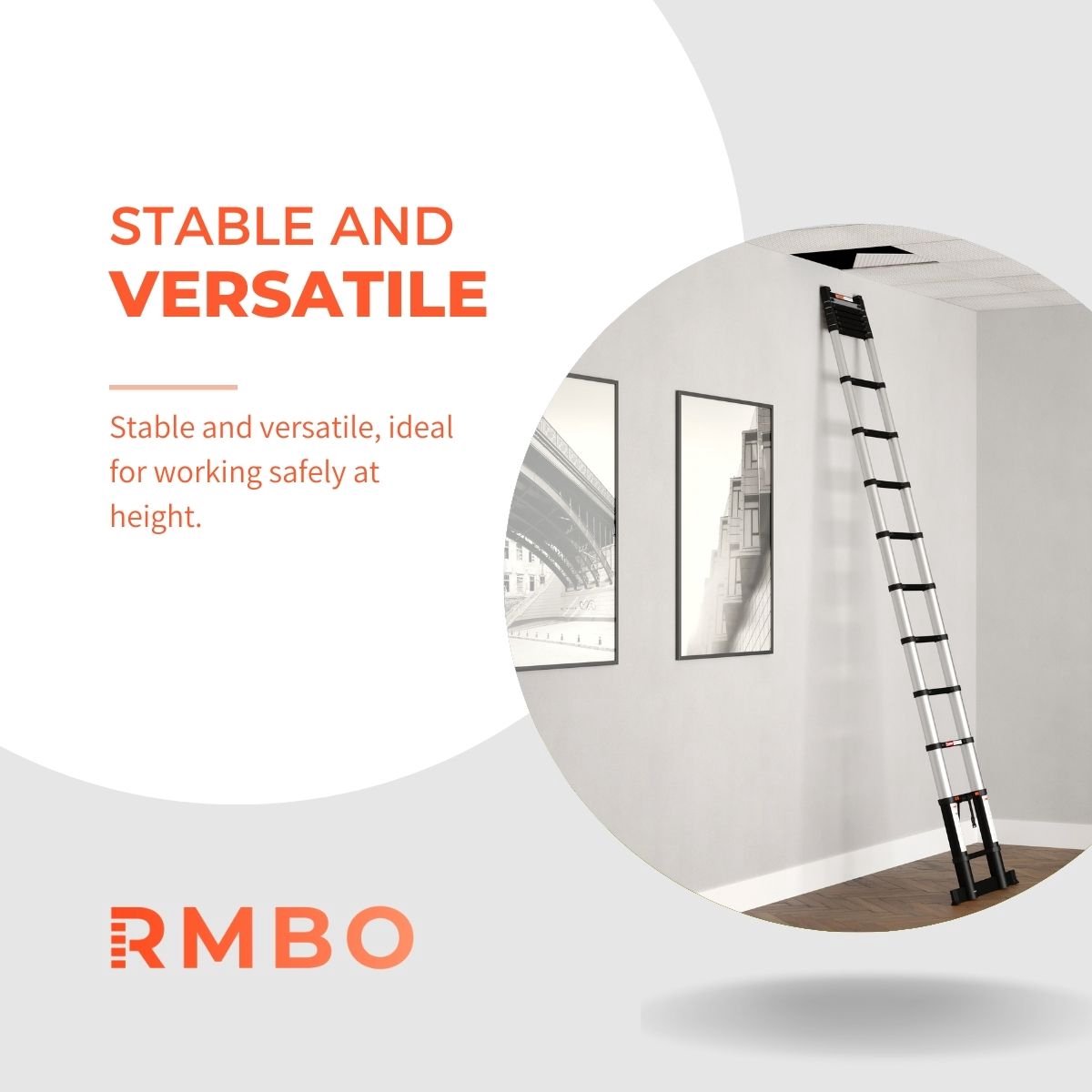 RMBO Telescopische Ladder - Telescoopladder - 5,10m lang, Compact en Draagbaar met Soft Closing Systeem, Geschikt voor Particulier en Professioneel Gebruik, Telescopische Vouwladder, Max. Belasting 150 kg, EN 131.6 – foto 8