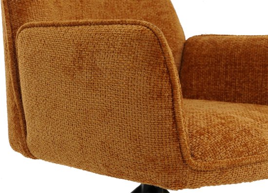 Chaise de salle à manger MCW-G67, chaise de cuisine, chaise avec accoudoirs, pivotante, position automatique, chenille, Oeko-Tex MVG ~ jaune moutarde