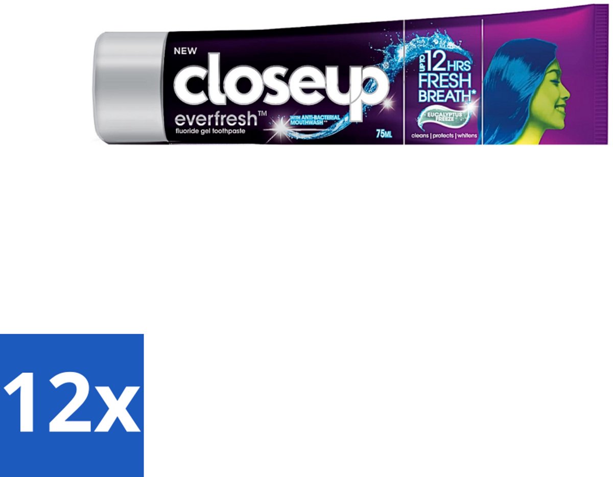 12 x Close Up - Tandpasta - Eucalyptus Freeze - Verfrissend & Antibacterieel - 90 g - Eucalyptus Freeze - Frisse Adem - Mondwater - Antibacterieel - Gaatjesbescherming