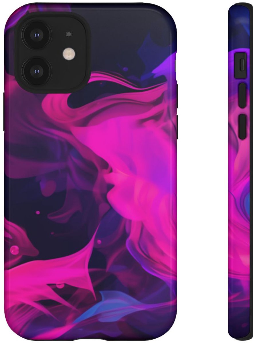 Fluorescerende Inktwervelingen in Water – Telefoonhoesje Geschikt voor iPhone 12