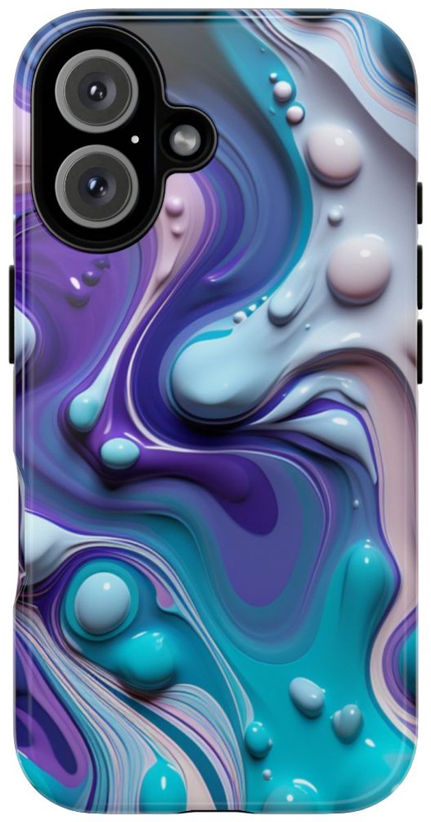 Paars-Blauw Abstract Vloeipatroon – Telefoonhoesje Geschikt voor iPhone 16