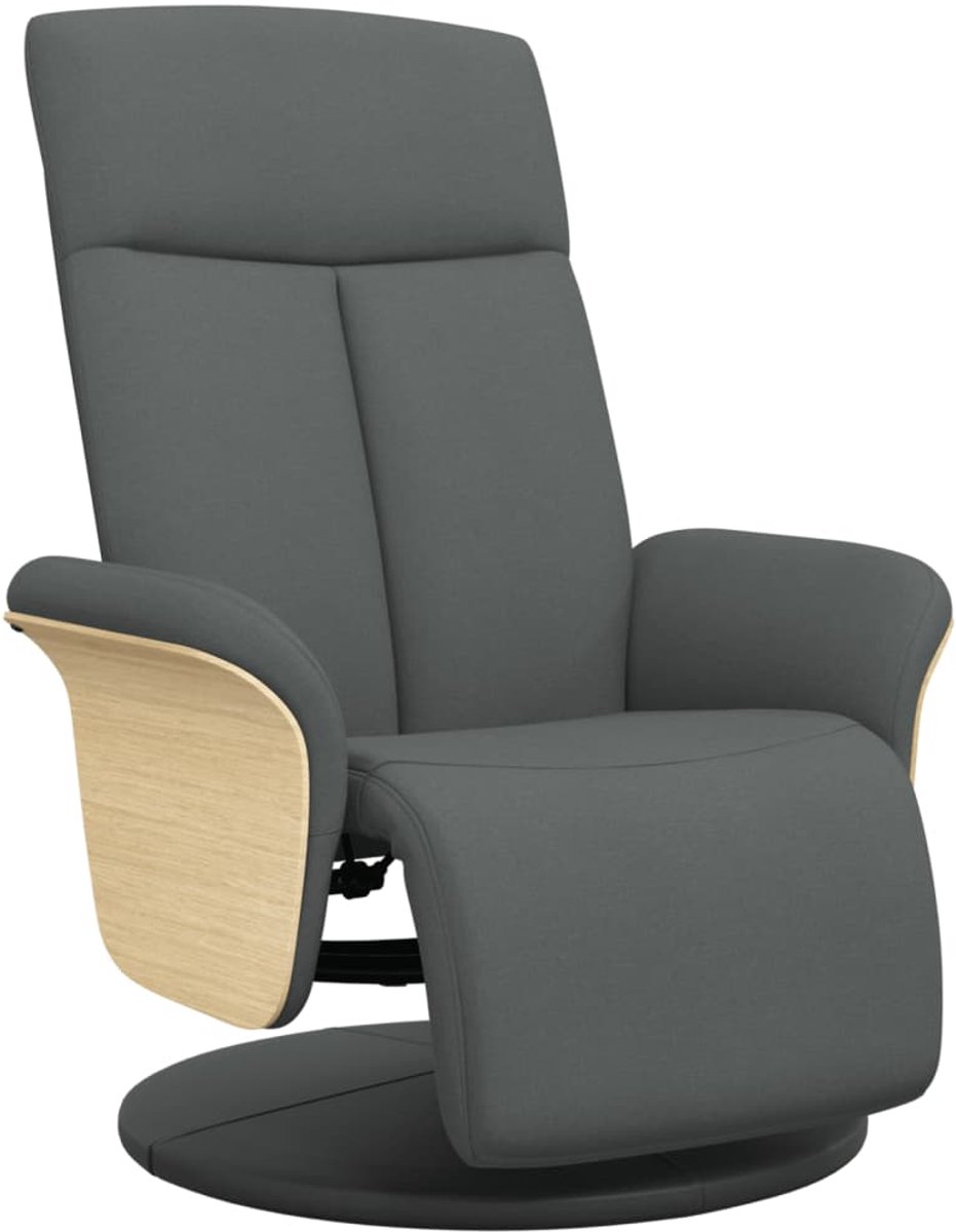 vidaXL Fauteuil - verstelbaar - met - voetensteun - stof - donkergrijs