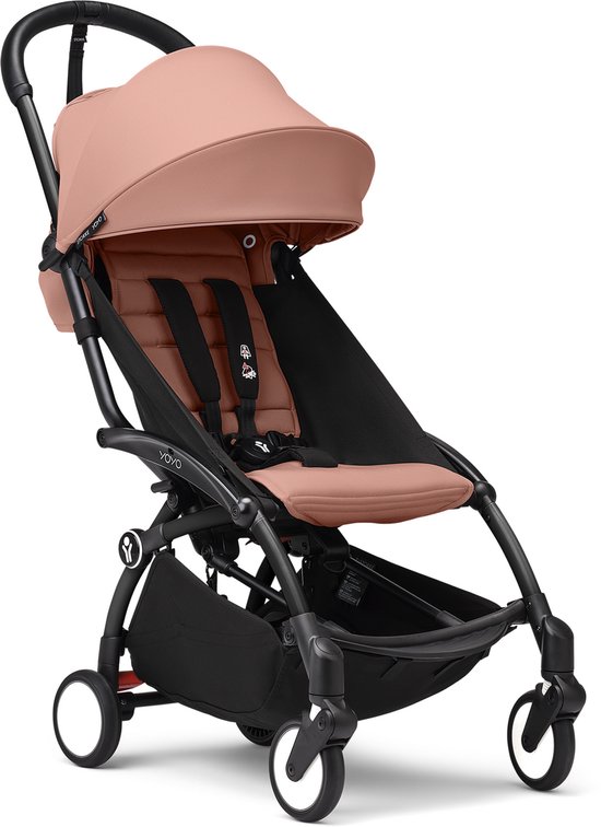 Stokke YOYO3 kinderwagen vanaf 6 maanden - Inclusief zwart frame / Ginger zitkussen + luifel - In een handomdraai in- en uitklapbaar - Licht en compact - Compatibel met handbagage