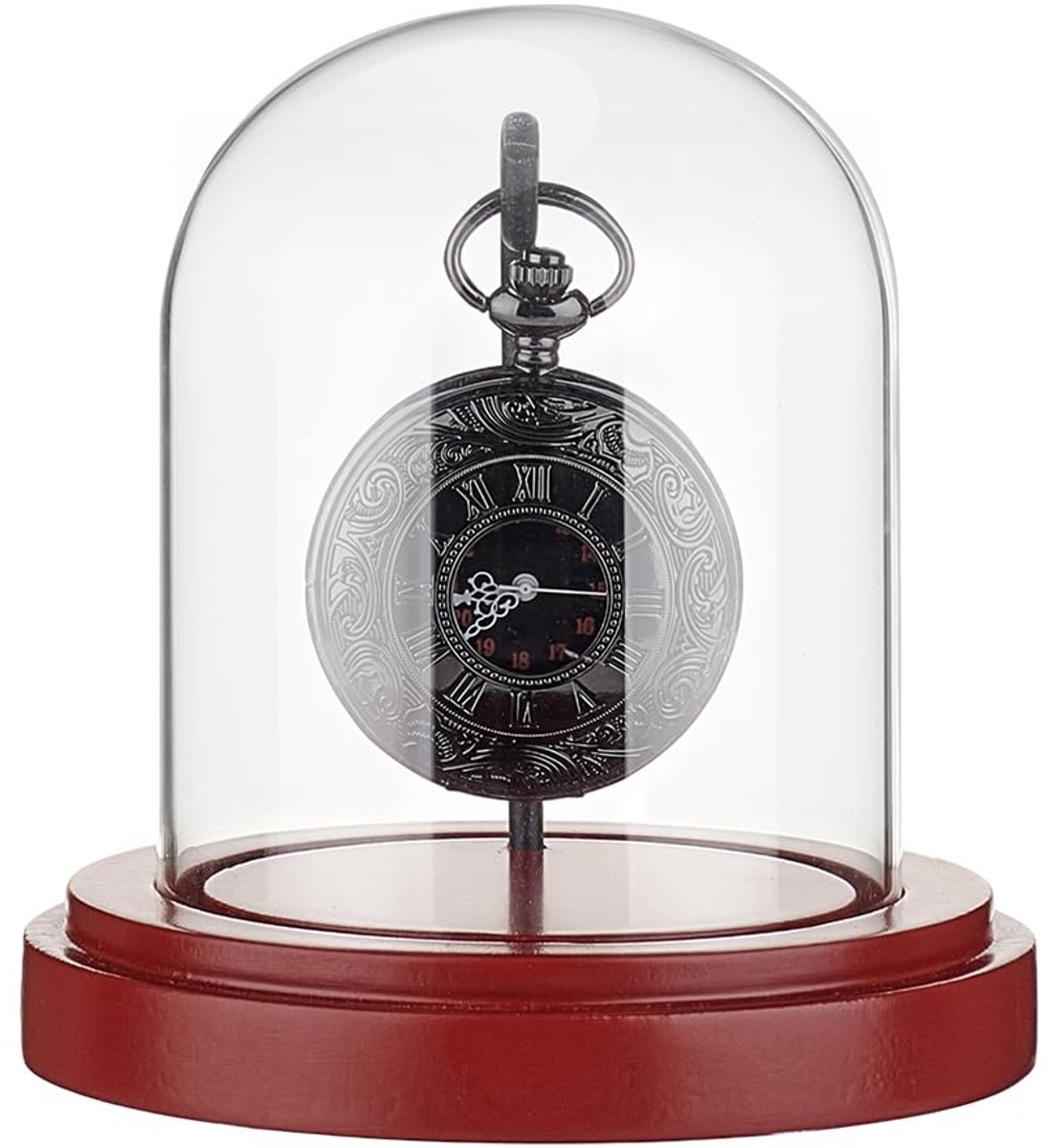 3.1 x 4 inch watch glass display dome cloche with metal hook decorative watch display jar with wooden base glass display dome showcase for pocket watch medals