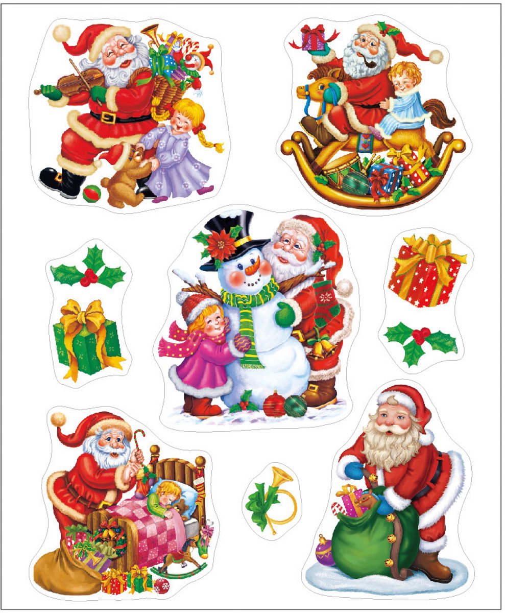 Anna's collection Kerst raamstickers kerstman - vel van 34 x 28 cm - raamdecoratie - raamversiering