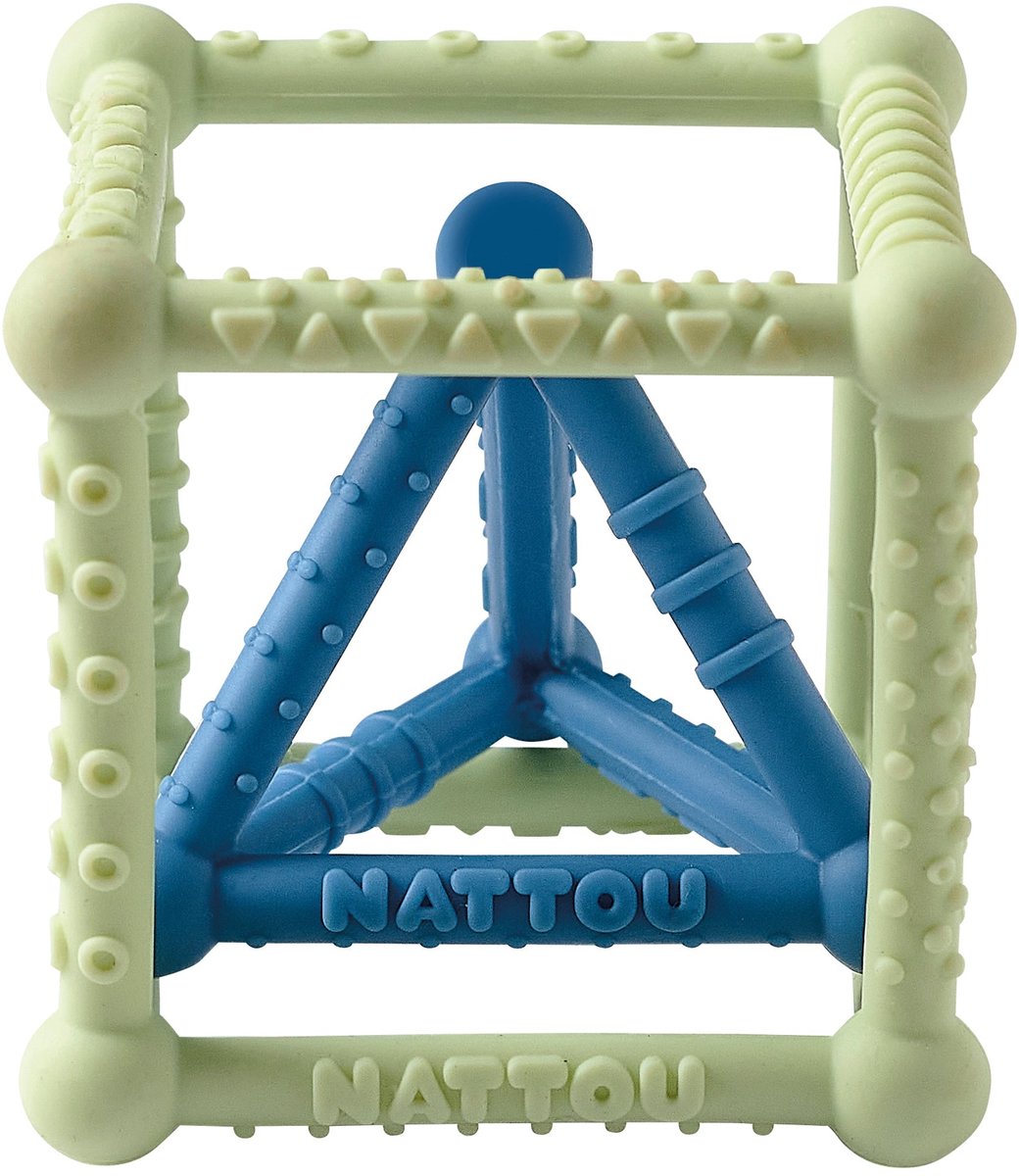 Nattou Kubus Speelgoed Silicone - Groen - 10 cm