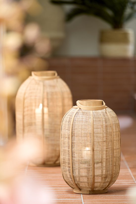 Light&living Windlicht Ø34x56 cm CIVENNA raffia naturel+hout naturel