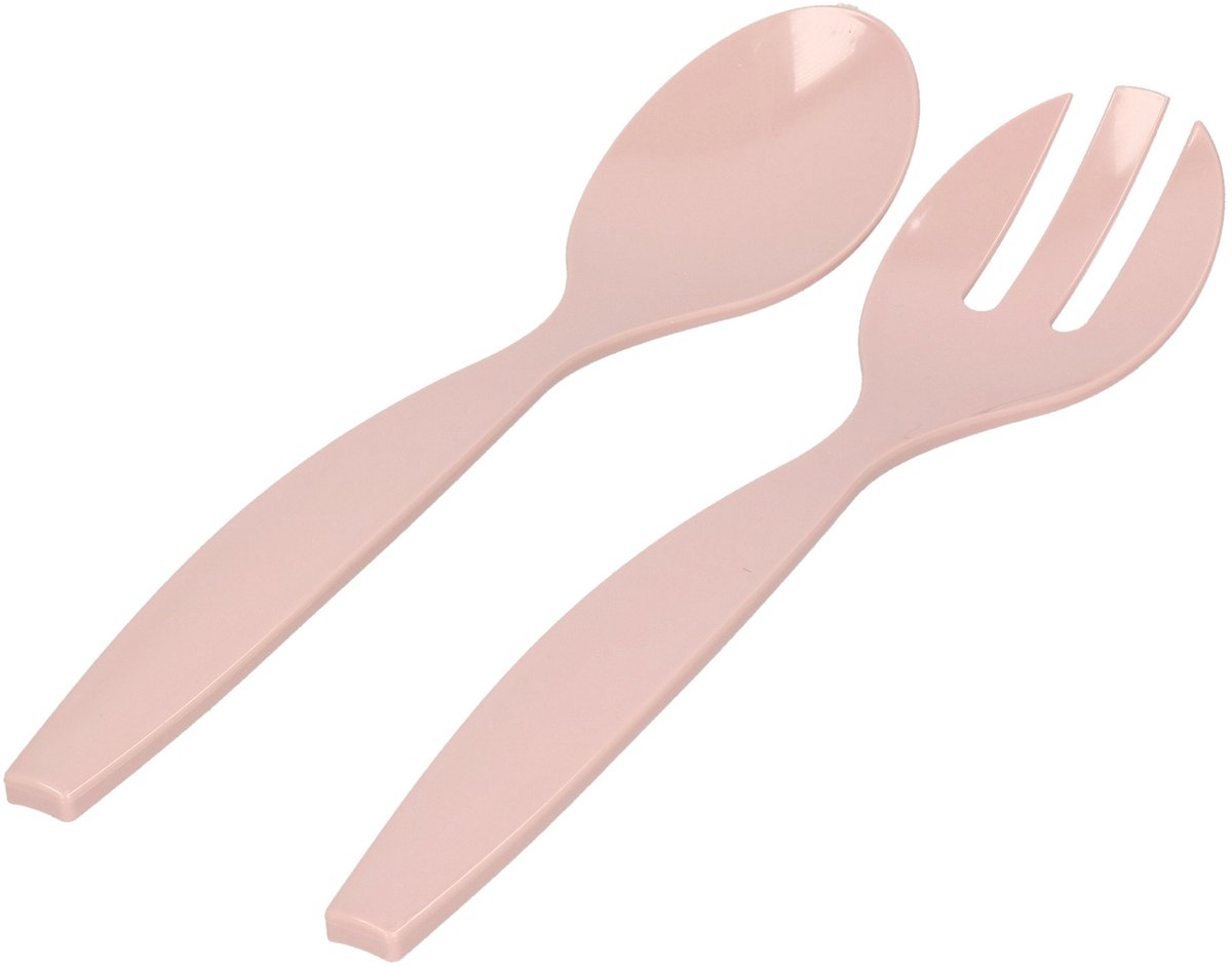 Plasticforte Sla bestek - couvert setje - roze - kunststof - 29 cm - opscheplepels