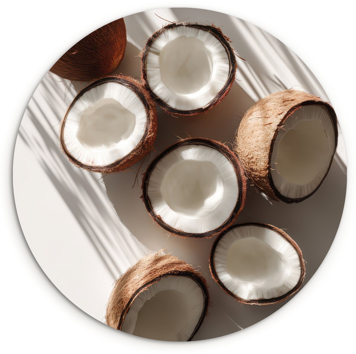 WallCircle Wandcirkel 150x150 cm - Muurcirkel Kokosnoten - Bruin - Shaduw - Muurdecoratie woonkamer - Wanddecoratie slaapkamer - Kamer decoratie accessoires - Ronde schilderijen