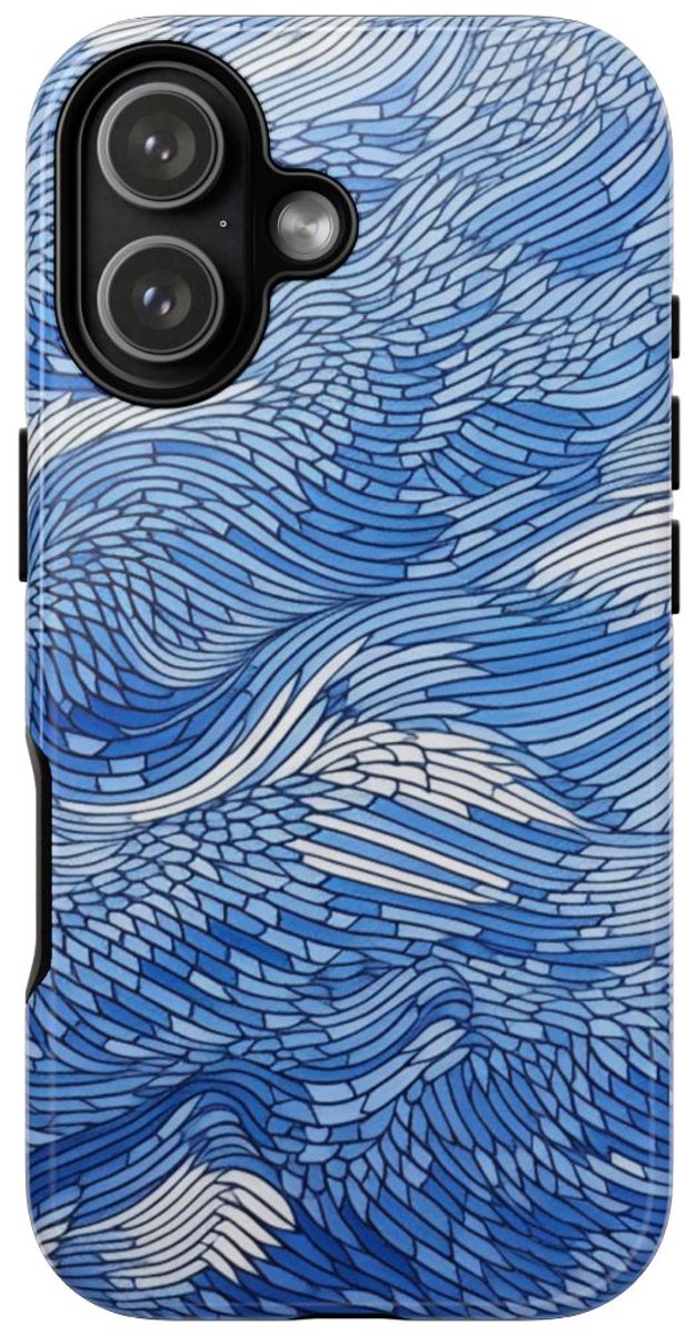 Blauw Abstract Lijnenpatroon – Telefoonhoesje Geschikt voor iPhone 17