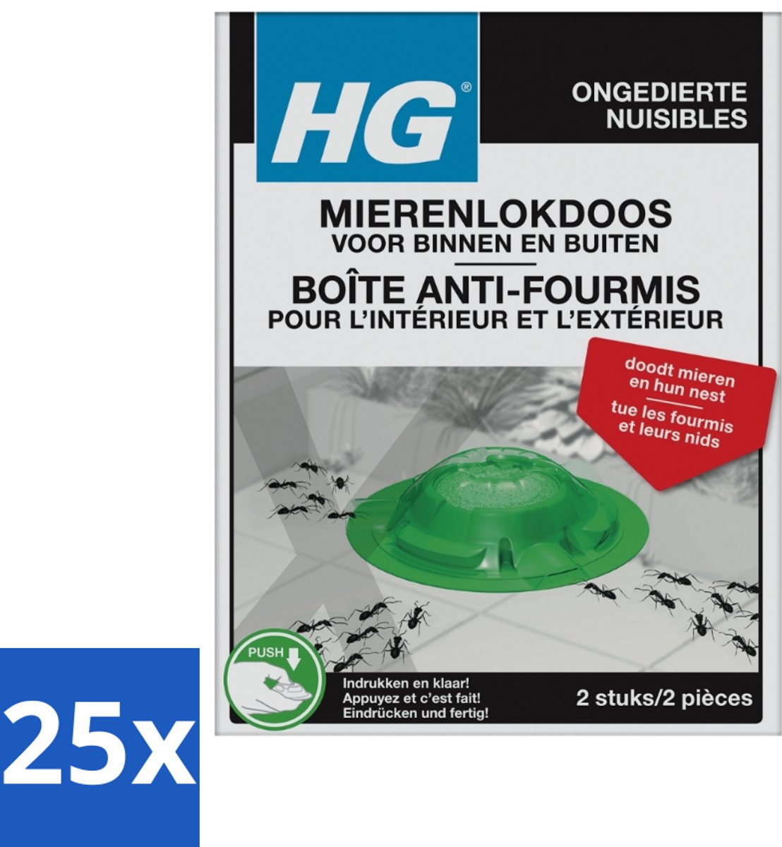 25 x HG Mierenlokdoos 2 stuks per verpakking - Mierenbestrijding - Mierenlokdoos - Mierenbestrijding Binnen En Buiten - Mierenbestrijding Tot In Het Nest - Mierenbestrijding Tuin