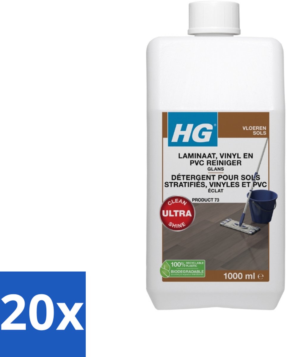 20 x HG - Laminaat, Vinyl & PVC Reiniger Glans - Concentraat - Frisse Geur - 20 Dweilbeurten - 1L - Voordeelverpakking - 20 stuks