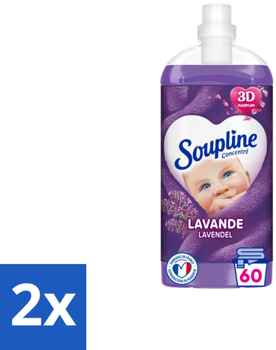 2 x Soupline Wasverzachter Lavendel 1350 ml - Wasverzachter - Lavendelgeur - Langdurige Geur - Wasverzachter Lavendel - Milieuvriendelijk