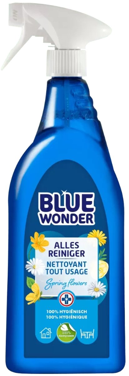 1 x Blue Wonder - Allesreiniger - Lente Bloemen - Hygiënisch - Biologisch Afbreekbaar - 750 ml - Allesreiniger - Reinigings Spray - Lentegeur - Natuurlijke Reiniger - Biologisch Afbreekbaar