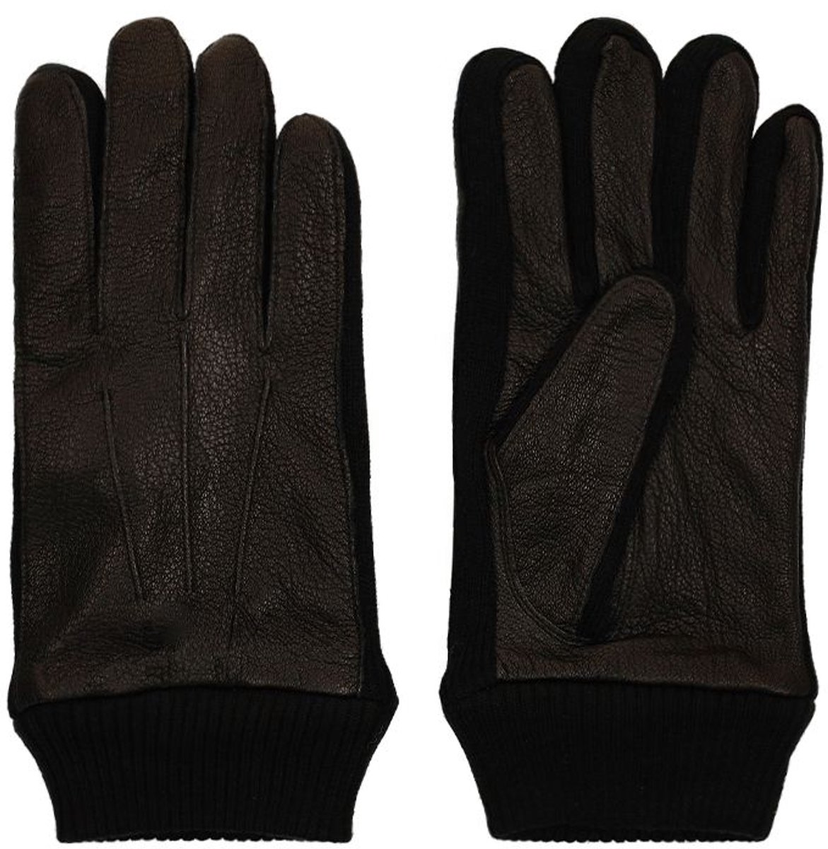 Manfield - Heren - Zwarte leren heren handschoenen - Maat 1