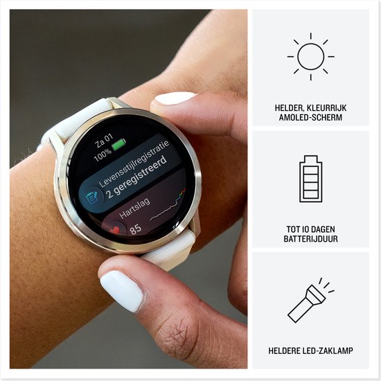 Garmin Venu 4 - Multisport smartwach - 41 mm - AMOLED - Goudkleurig/Creme