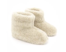 Texelse wollen sloffen hoog – Ecru – Skéépe – dames en heren – 100% schapenwol – warme pantoffels – 41 / 42