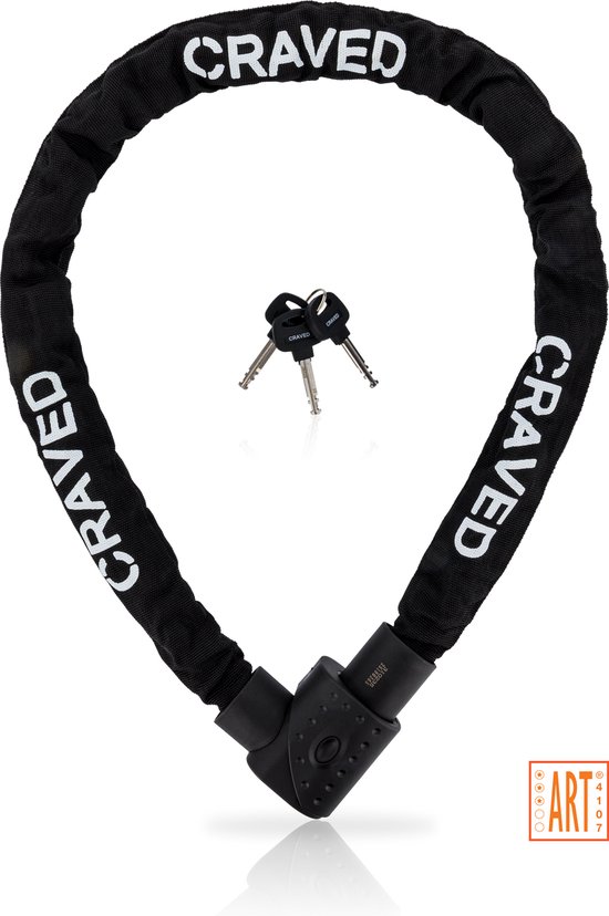Craved ART3 Kettingslot Iron - 110cm - 3 sleutels - Fietsslot geschikt voor Scooters, Fietsen & E-Bikes - Fietsverzekering - Gehard staal