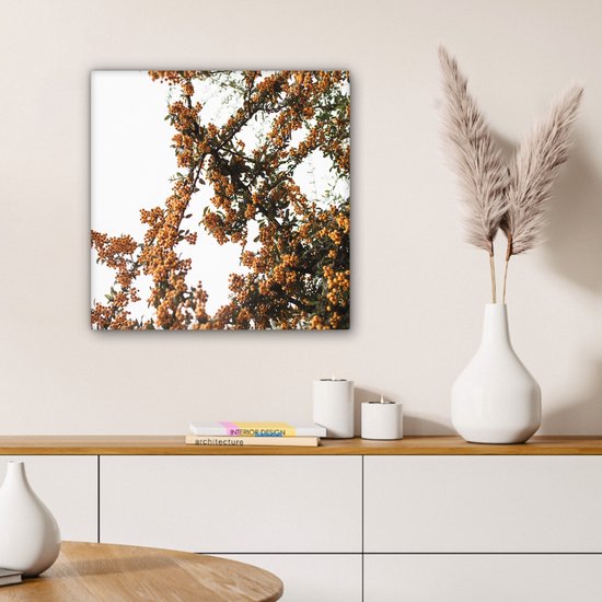 Toile Peinture Fleurs - Branches - Nature - 50x50 cm - Décoration murale