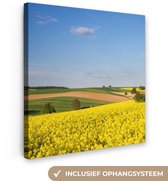 Toile Peinture Printemps - Fleurs - Jaune - 90x90 cm - Décoration murale