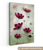 Peinture sur toile - Fleurs - Botanique - Rouge - Nature - Toile de lin - Peinture fleurs - 120x180 cm - Photo sur toile