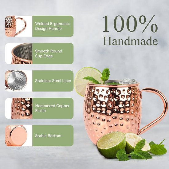Moscow Mule-beker Hammered met gehamerd oppervlak Moscow Mule-beker Hammered met gehamerd oppervlak
