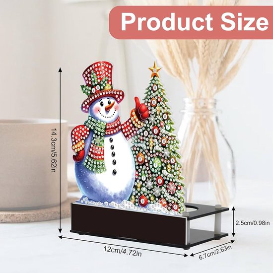 Diamond Painting Kandelaar Sneeuwpop - 12 x 11 cm - Kerstmis