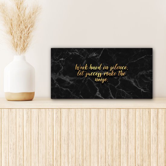 Citations Peinture sur Toile - Motivation - Or - Marbre - 40x20 cm - Décoration murale