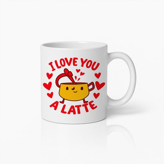 Tasse à café « I Love You » – 330 ml – Tasse à café mignonne avec Hartjes – Cadeau romantique pour les couples, la Saint-Valentin et les amateurs de café