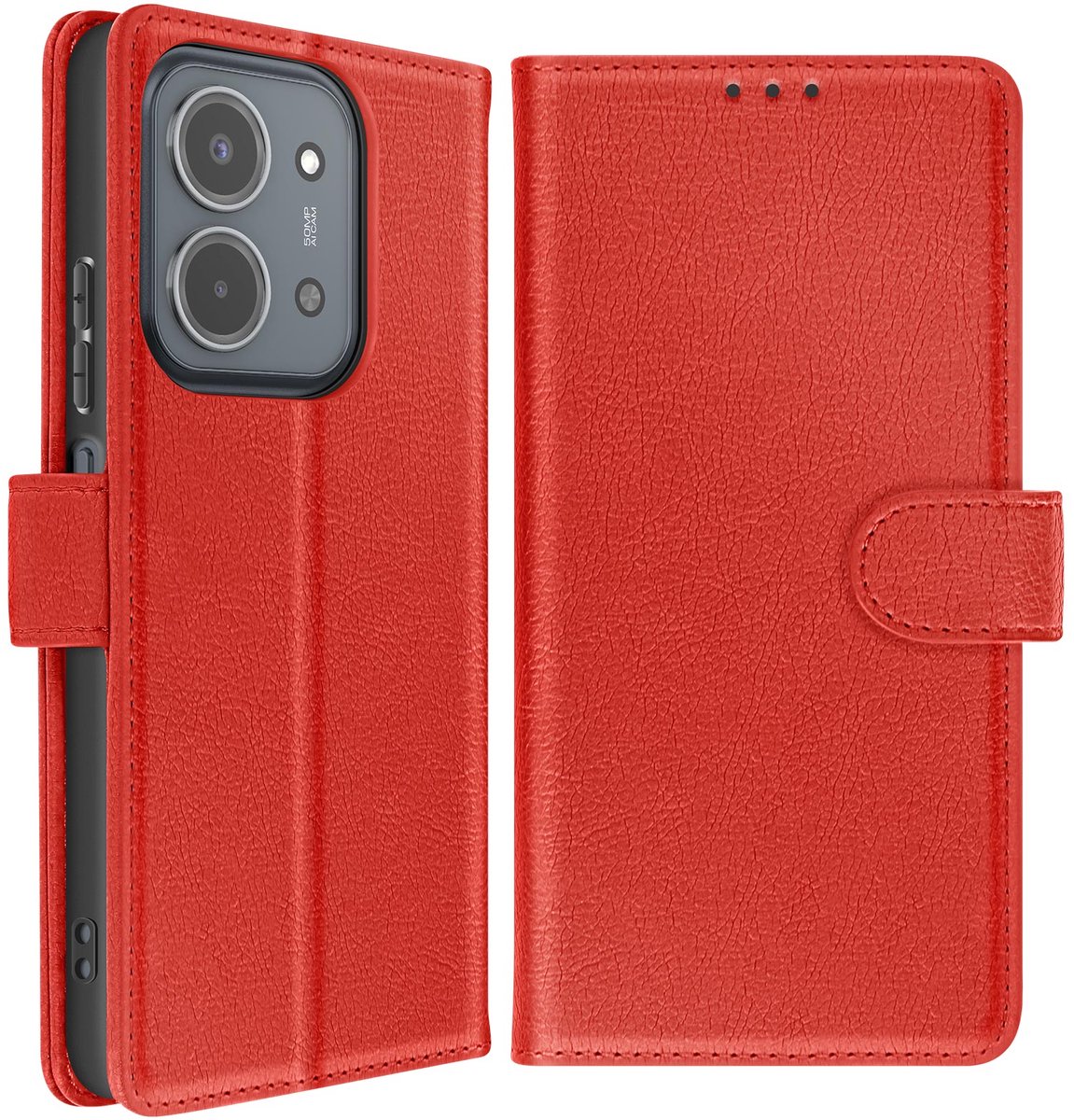Avizar Portemonneehoesje voor Redmi 15C Chesterfield Serie met Standfunctie, Rood
