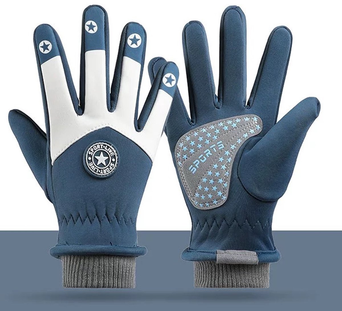 Kinder Fietshandschoenen Winter - Maat L - 8-13 Jaar - Waterafstotend & Touchscreen - Blauw