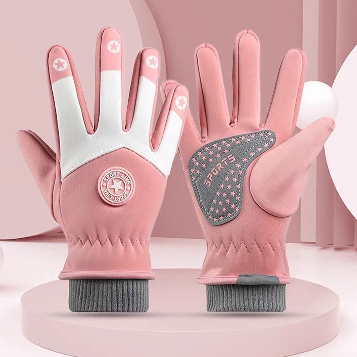 Kinder Fietshandschoenen Winter - Maat M - 4-7 Jaar - Waterafstotend & Touchscreen - Roze