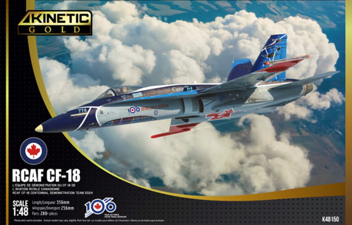 Kinetic Modelbouwpakket Militaire voertuigen - 48150 McDonnell Douglas CF-188A Hornet - Centennial Demostratie Team 2024 - Canadese Straaljager Plastic - 1:48 - Modelbouw