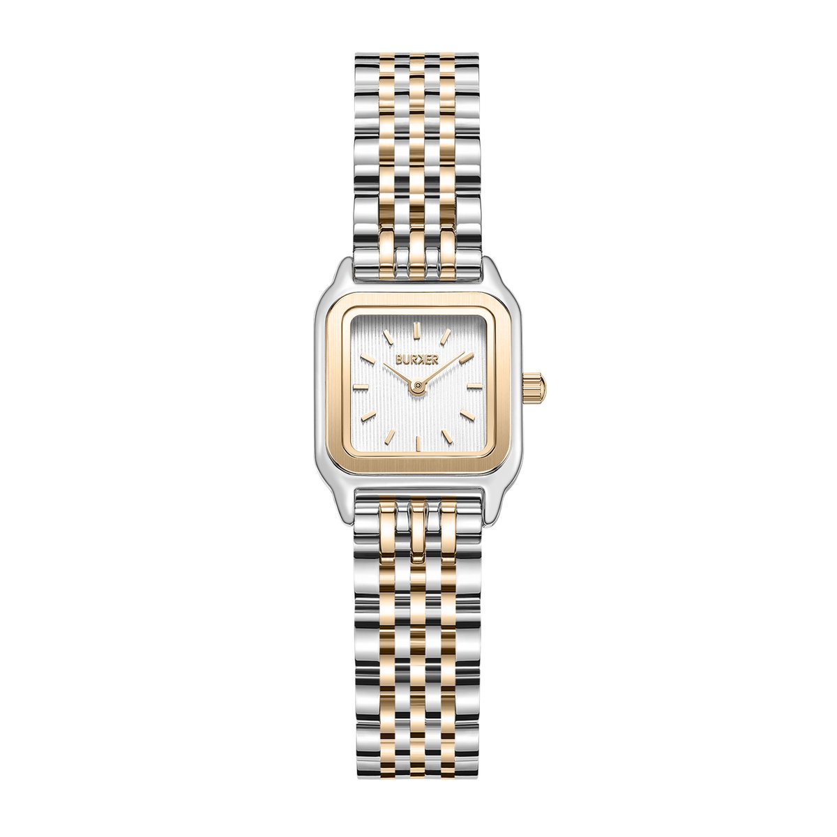 BURKER Macy Petite Horloge Dames - Vierkant - Goud Zilver - Schakelband - 26 mm