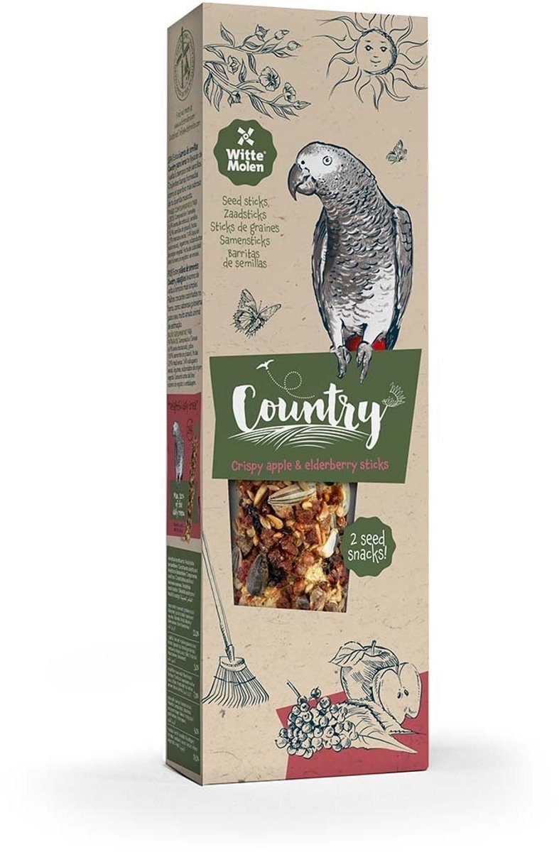 Witte Molen Country zaadsticks papegaai appel & vlierbes 140 gram - 2 stuks